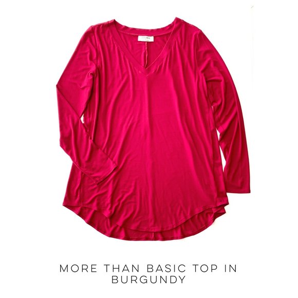 Zenana Outfitters Tops - Basic Burgundy Long Sleeve Top